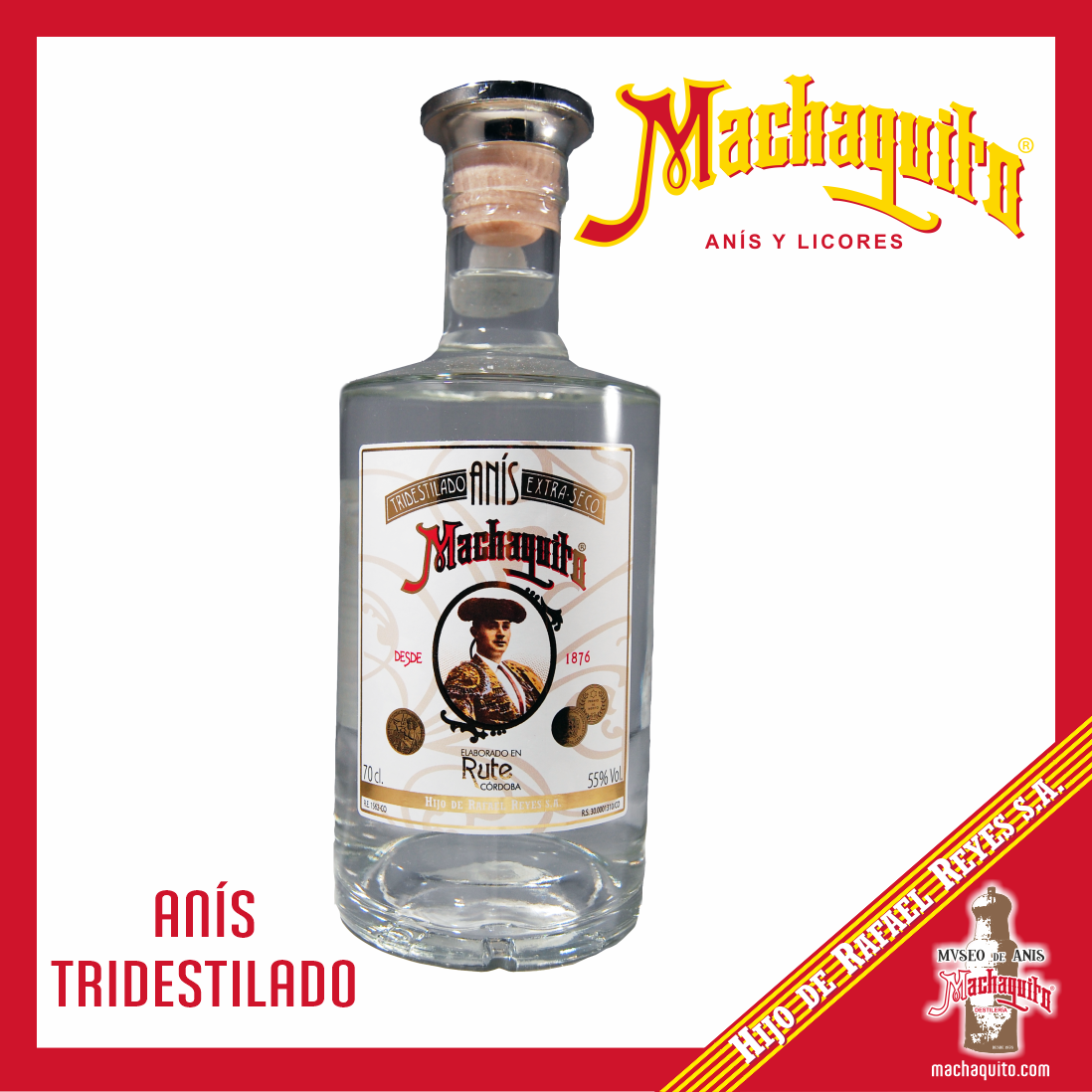 ANÍS MACHAQUITO EXTRA SECO TRIDESTILADO 55º % Vol.